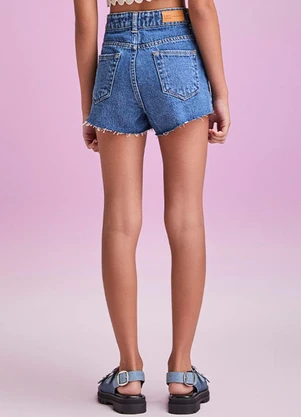 I Am - Short Jeans com Pingente de Cerejas Azul - I AM