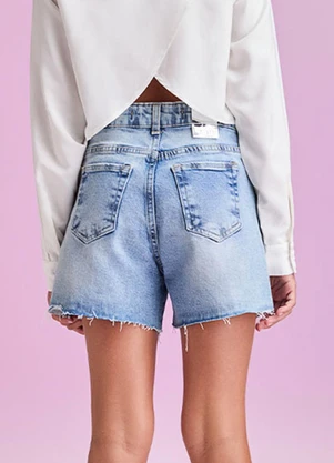 I Am - Short Jeans com Strass Azul - I AM