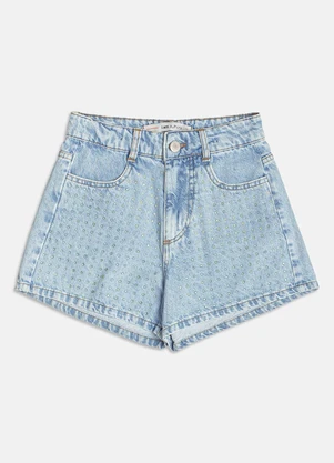 I Am - Short Jeans com Strass Azul - I AM