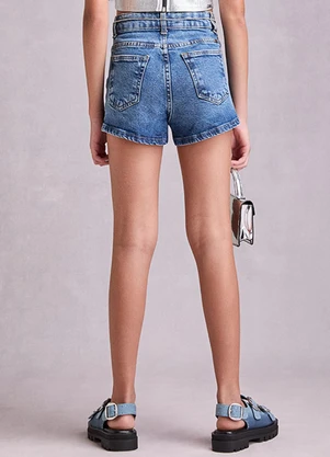 I Am - Short Jeans com Strass do Mickey Azul - I AM