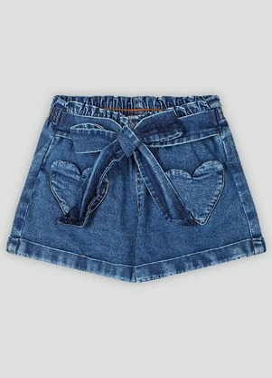 Short Jeans Infantil de Coração Up Baby Azul - UP BABY