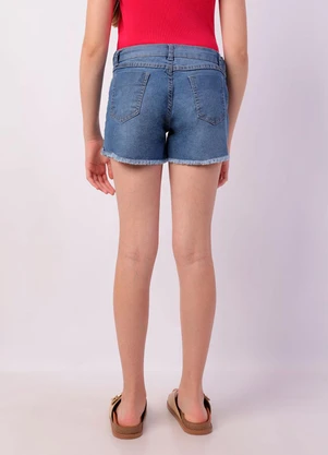 Torra - Short Jeans Juvenil Curto Barra Desfiada Azul - TORRA