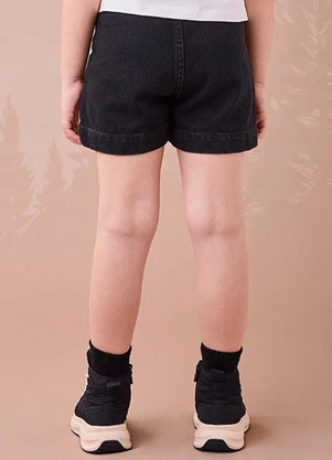 Momi - Short Jeans Preto com Strass Preto - MOMI