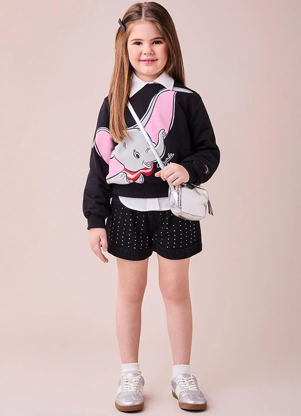 Momi - Short Jeans Preto com Strass Preto 5