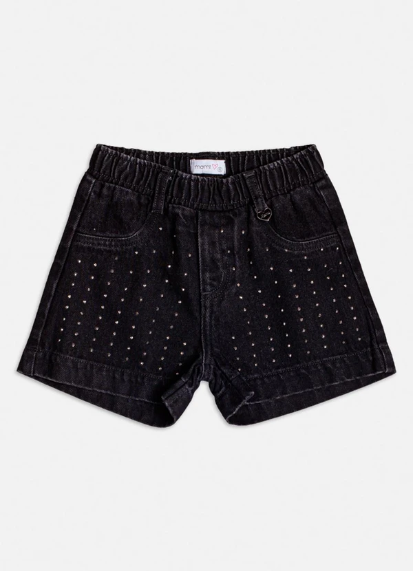 Momi - Short Jeans Preto com Strass Preto 6