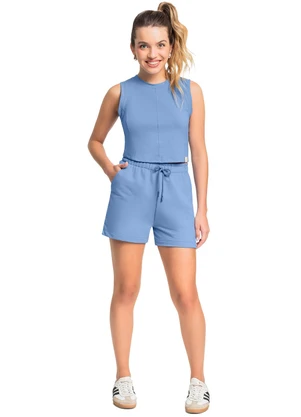Gloss - Short Juvenil Básico em Moletom Azul - GLOSS