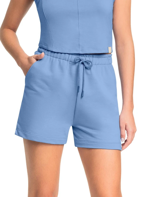 Gloss - Short Juvenil Básico em Moletom Gloss Azul