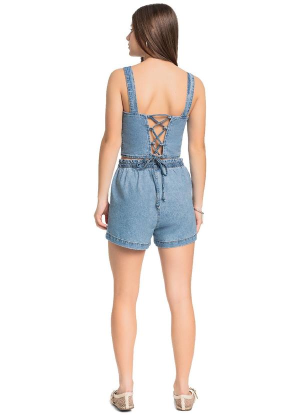 Gloss - Short Juvenil em Jeans com Strass Azul 4