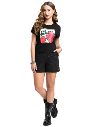 Gloss - Short Juvenil Tricô 3d Forrado Preto - GLOSS
