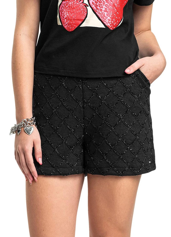 Gloss - Short Juvenil Tricô 3d Forrado Preto