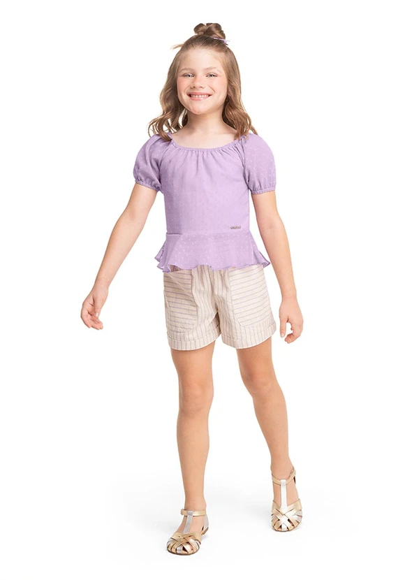 Marisol - Short Listrado Infantil Feminino Roxo
