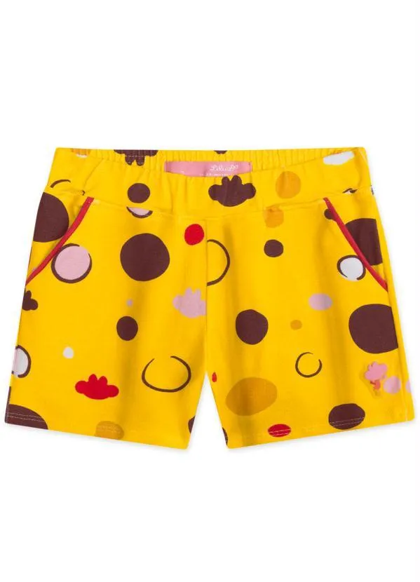 Lilica Ripilica - Short Malha Menina Amarelo