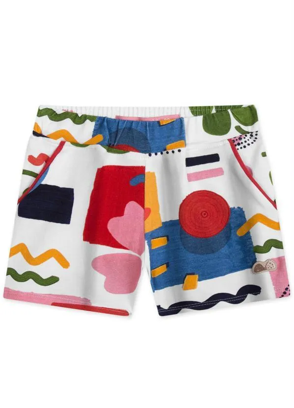 Lilica Ripilica - Short Malha Menina Branco 5