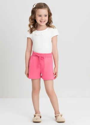 Short Menina em Molecotton com Bolsos Up Baby Rosa - UP BABY