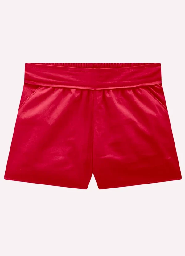 Milon - Short Menina em Tricoline Milon Vermelho