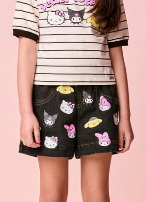 Momi - Short Menina Jeans Infantil da Hello Kitty - MOMI