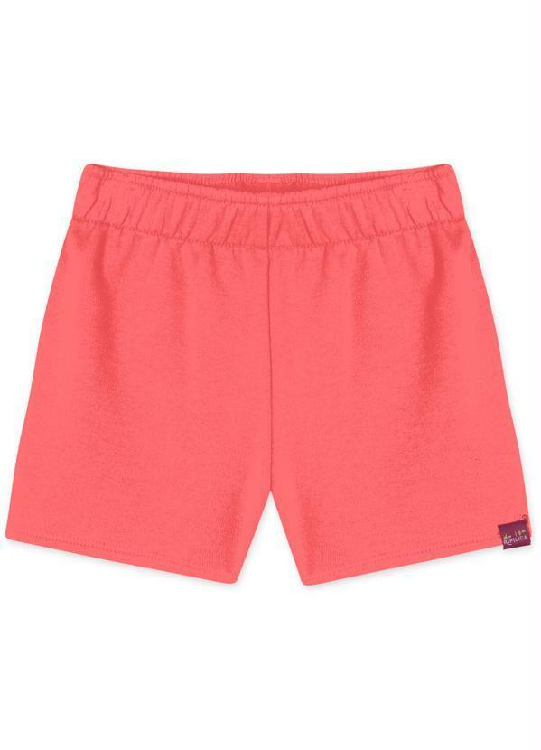 Lilica Ripilica - Short Moletom Feminino Infantil Mundo Ripilica Coral