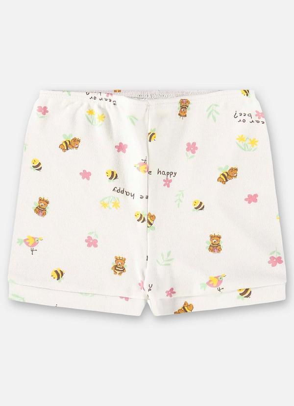 Up Baby - Short para Bebê Menina em Suedine Branco 1