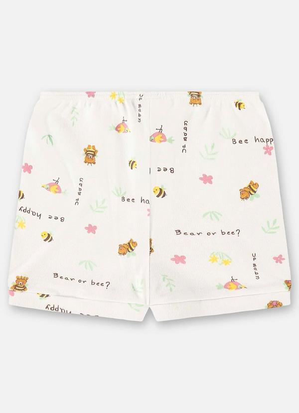 Up Baby - Short para Bebê Menina em Suedine Branco 2