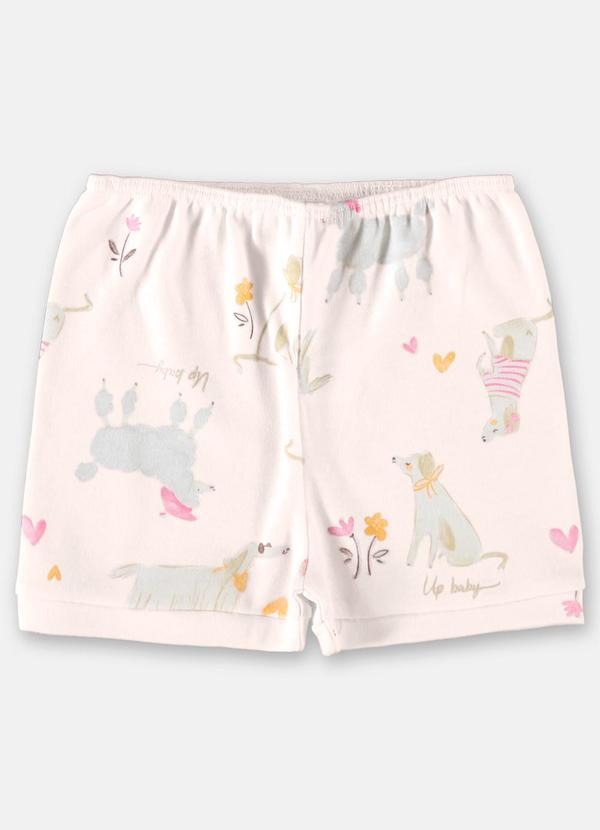 Up Baby - Short para Bebê Menina em Suedine Rosa