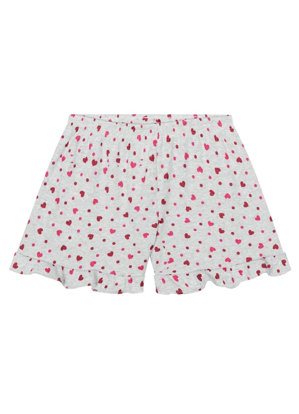 Kyly - Short Pijama Infantil Menina Babados Cinza