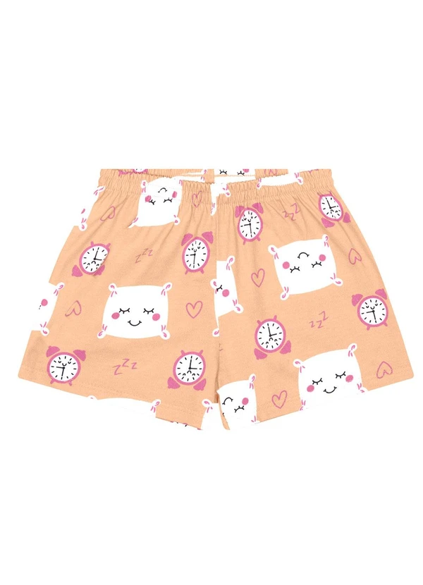 Kyly - Short Pijama Infantil Menina Estampado Laranja
