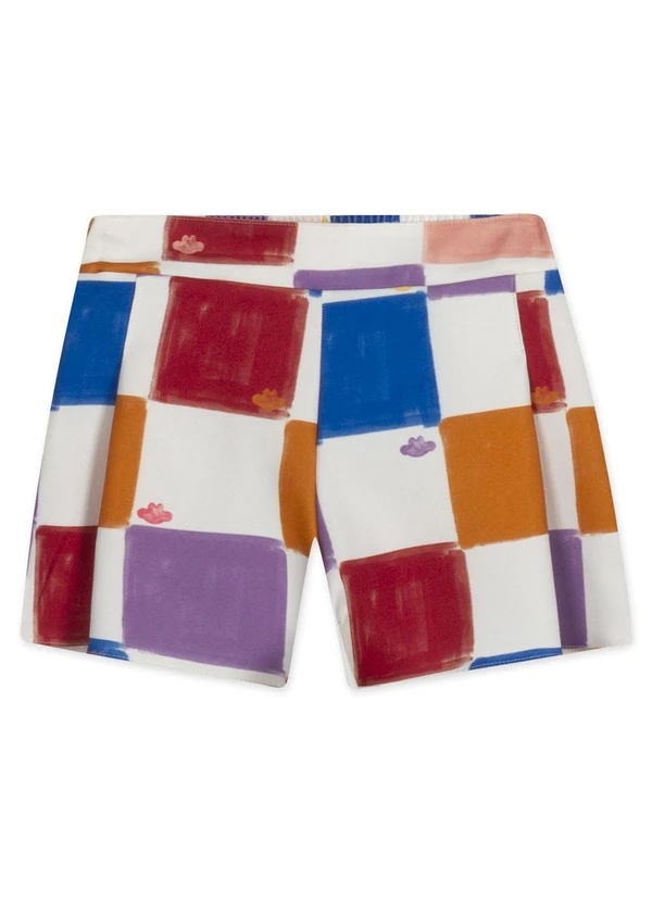 Lilica Ripilica - Short Quadriculado Infantil Feminino Branco