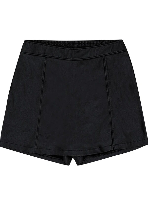 Pulla Bulla Short Saia Bengaline Acetinado Preto