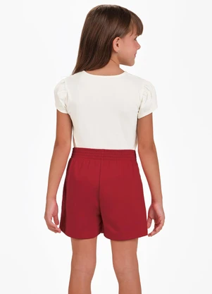 Rovitex - Short Saia com Babado Duplo e Botões Vermelho - ROVITEX