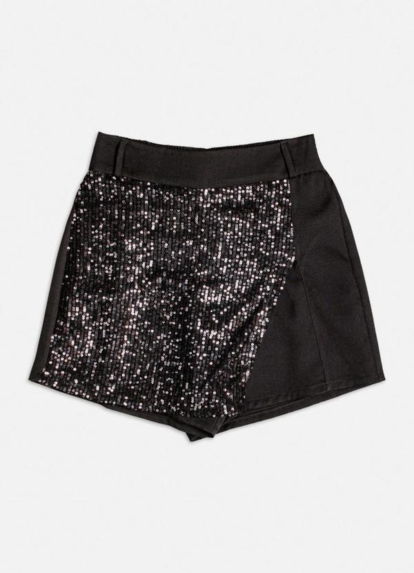 Authoria - Short Saia com Paetê Preto