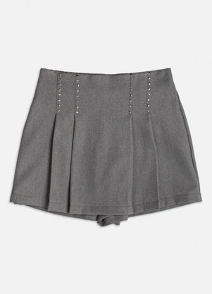 Authoria - Short Saia de Alfaiataria com Pedrarias Cinza - AUTHORIA