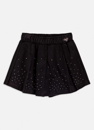 Momi - Short Saia de Moletom com Strass Preto - MOMI