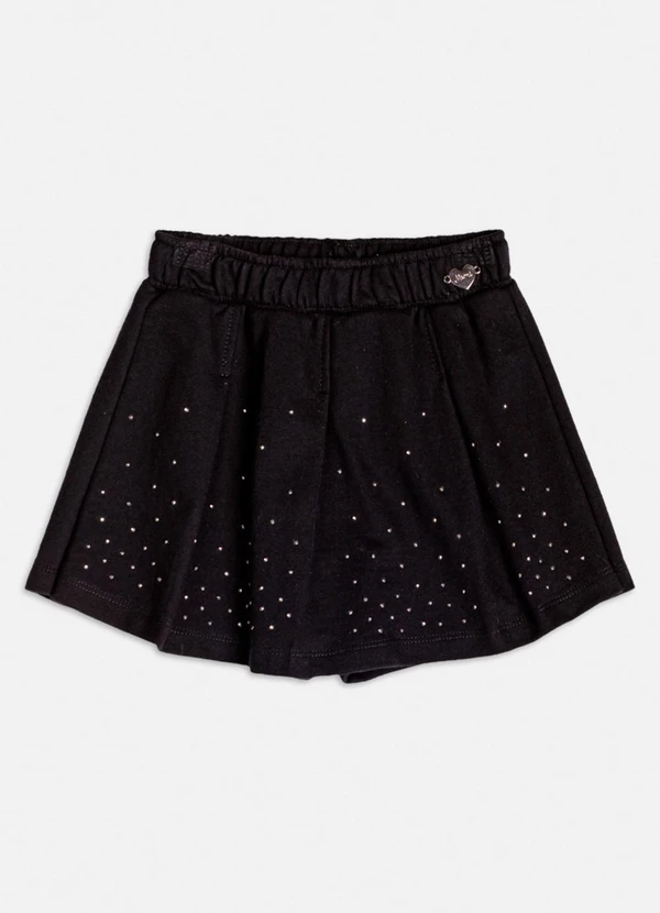 Momi - Short Saia de Moletom com Strass Preto 1