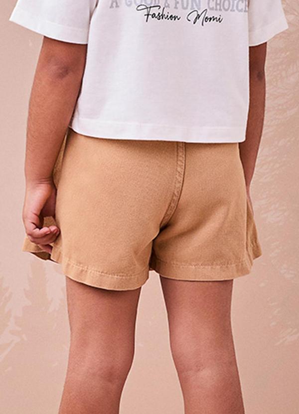 Momi - Short Saia de Sarja com Pregas Bege 2