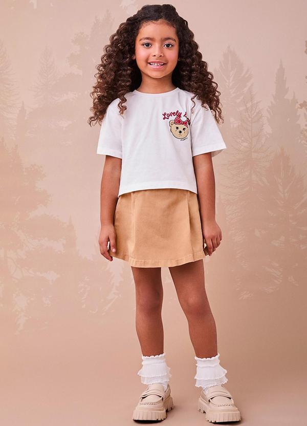 Momi - Short Saia de Sarja com Pregas Bege 3