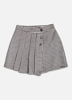 Authoria - Short Saia de Tweed Pied Poule Branco - AUTHORIA