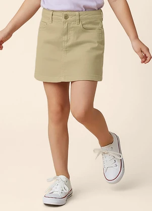 Malwee Kids - Short Saia em Sarja Stretch Bege - MALWEE KIDS