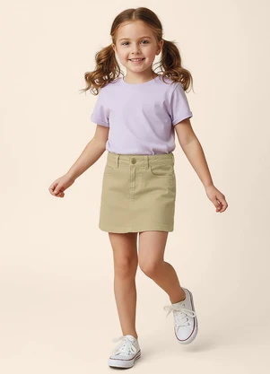 Malwee Kids - Short Saia em Sarja Stretch Bege - MALWEE KIDS