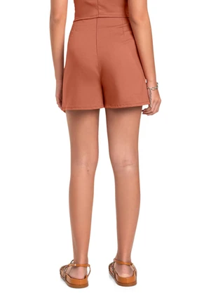 Short-Saia em Tecido Bengaline Gloss Marrom - GLOSS