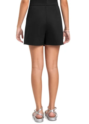 Short-Saia em Tecido Bengaline Gloss Preto - GLOSS