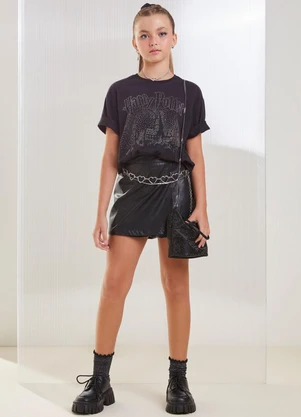 I Am - Short Saia Fake Leather Preto - I AM