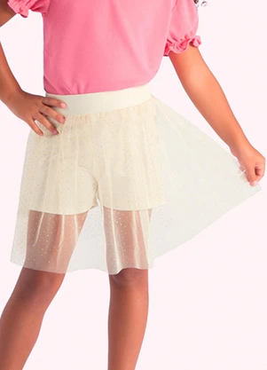 Duduka - Short Saia Infantil Bege - DUDUKA
