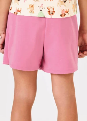 Rovitex - Short Saia Infantil com Pregas Tombadas Rosa - ROVITEX