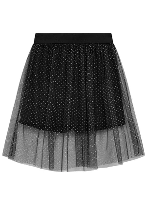 Duduka - Short Saia Infantil com Tule Sobreposto Preto - DUDUKA