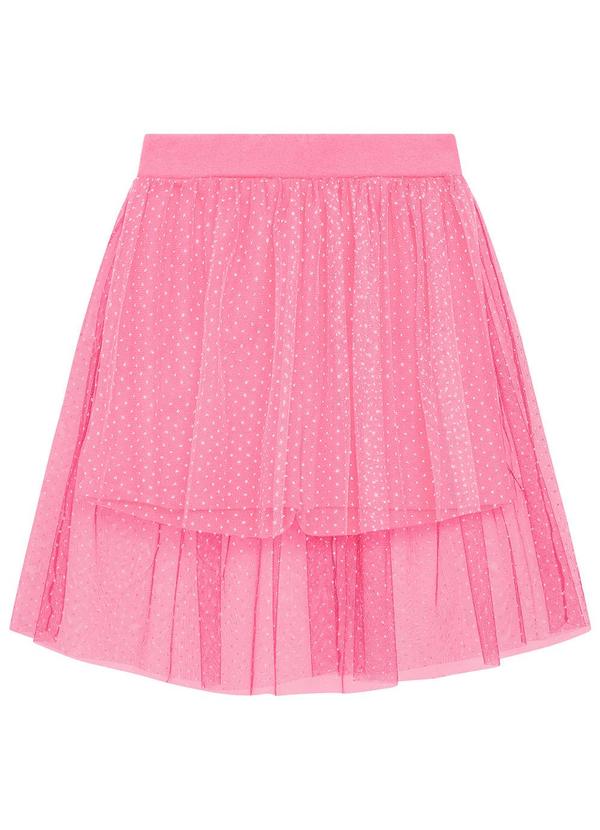 Duduka - Short Saia Infantil com Tule Sobreposto Rosa