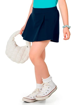 Marlan - Short Saia Infantil Menina em Moletinho Azul - MARLAN