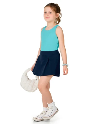 Marlan - Short Saia Infantil Menina em Moletinho Azul - MARLAN