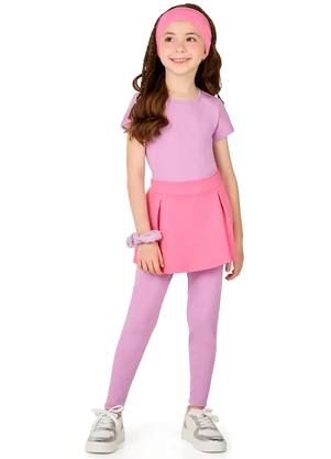 Marlan - Short Saia Infantil Menina em Moletinho Rosa - MARLAN