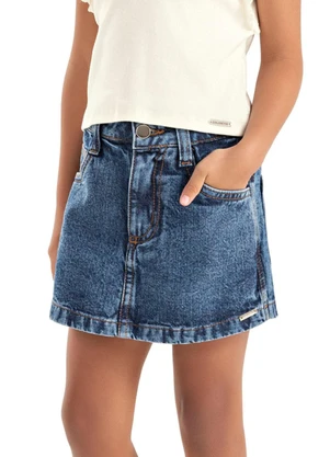 Colorittá - Short Saia Infantil Menina Jeans Azul - COLORITTÁ