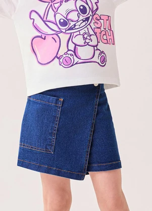Bimbi - Short Saia Infantil Menina Jeans Azul - BIMBI